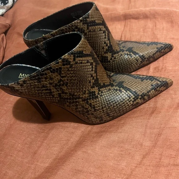 MICHAEL Michael Kors Brown Snake-Print Pointed Toe Mules - Picture 4 of 4